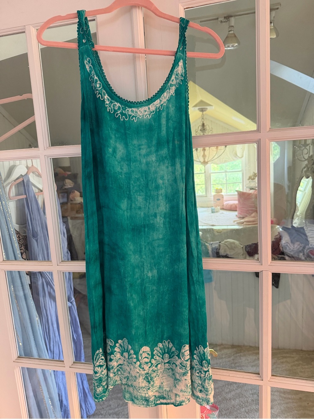 India Boutique Teal Embroidered Mini Dress